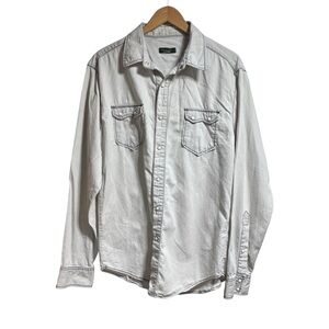 Zara Man Light Blue Pearl Snap Shirt‎ size Large